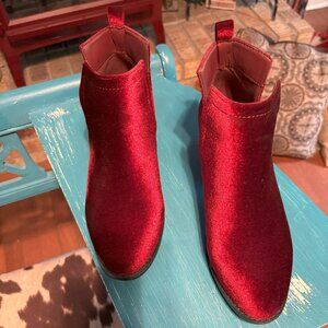 Olivia Miller "Mineola" Cranberry Red Velvet Bootie